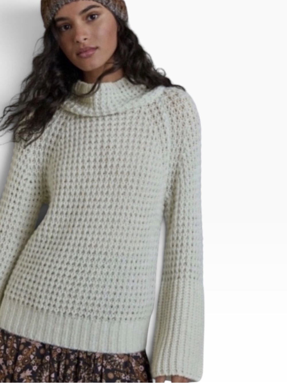 Anthropologie Maeve Dionne chunky Open Knit Cowl Neck Sweater